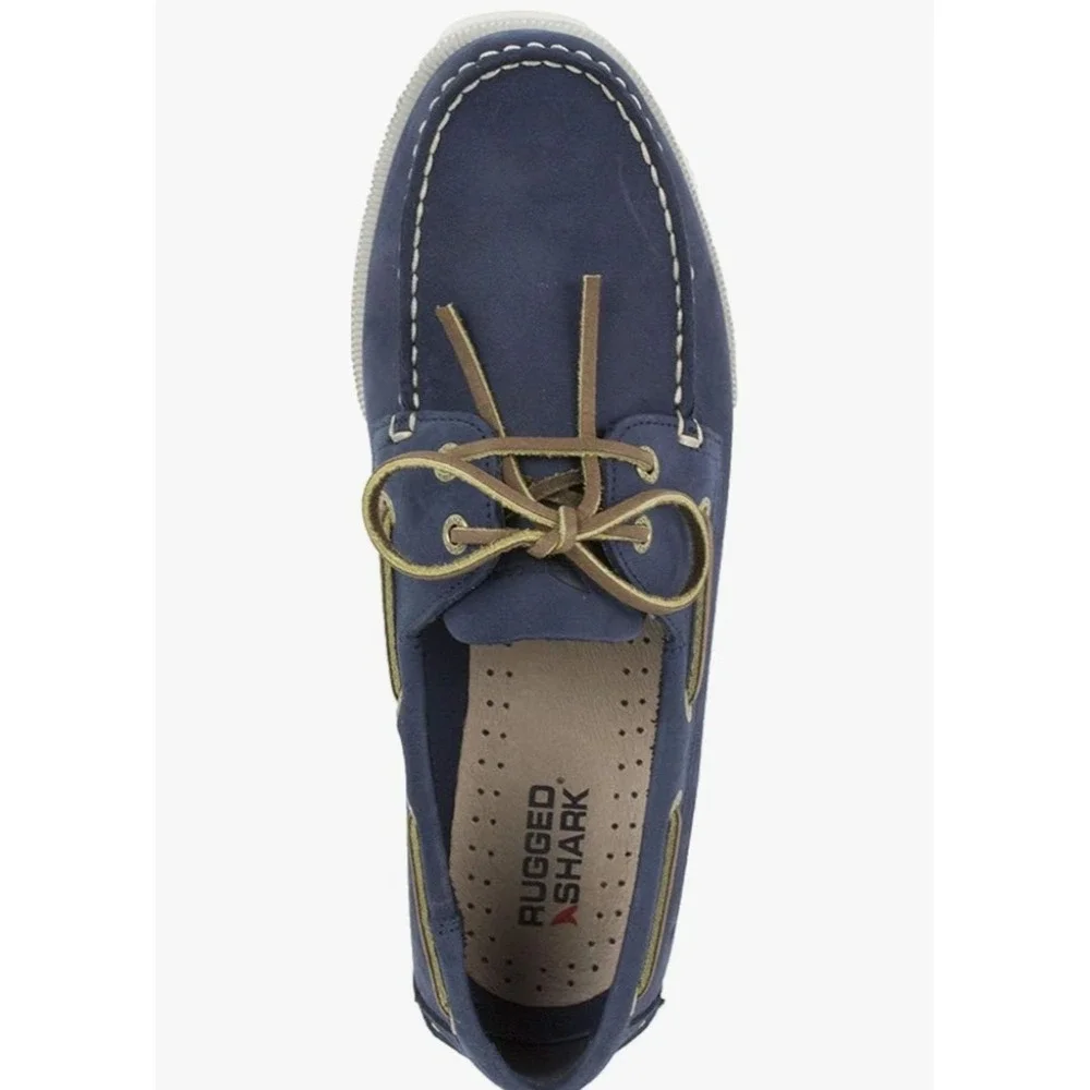NEW Rugged Shark‎ Men's Classic Boat Shoes, Genuine Leather size 10